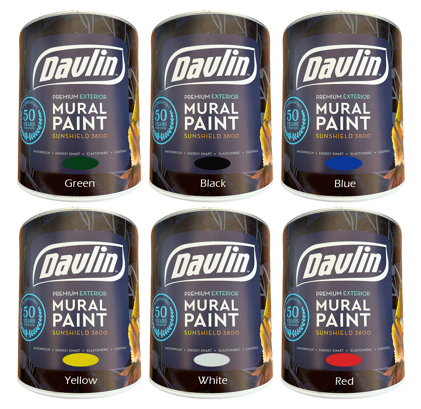 Acrylic Mural Paint - Free Shipping - (Set of 6) 16 oz. Cans - Primary Colors